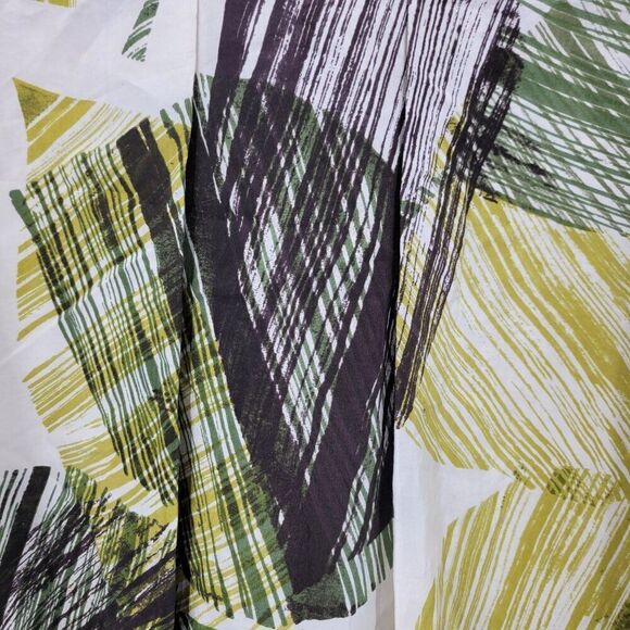 Vintage Silk Skirt 8 Green Yellow Abstract Leaf A-Line Paneled Full Tea Length - Picture 2 of 9